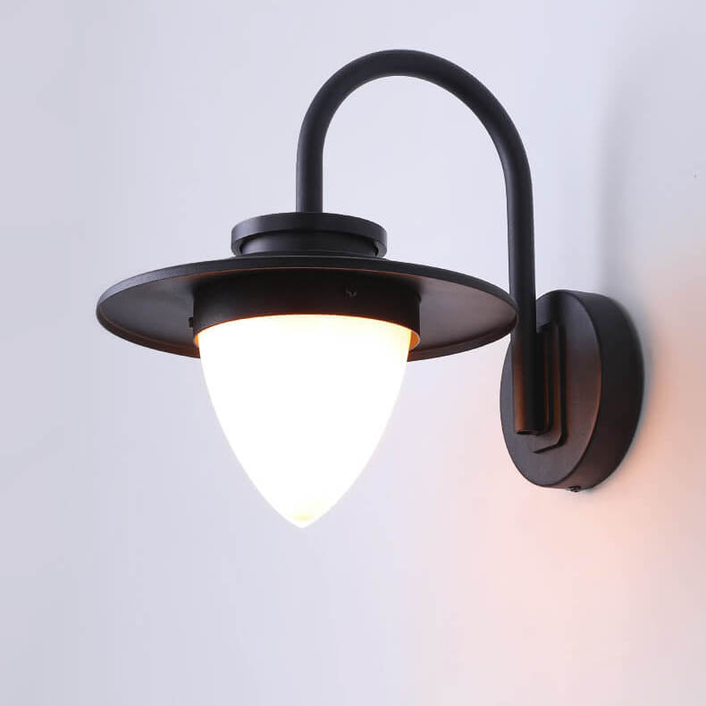 Contemporary Retro Peach Glass Iron Outdoor Waterproof 1-Light Wall Sconce Lamp For Garden