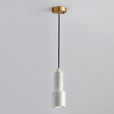 Nordic Light Luxus Messing Marmor Zylinder 1-Licht Pendelleuchte 