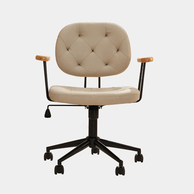 Moderno Minimalista Cuadrado Imitación de Cuero Madera Acero Silla Respaldo Reposabrazos Para Dormitorio 