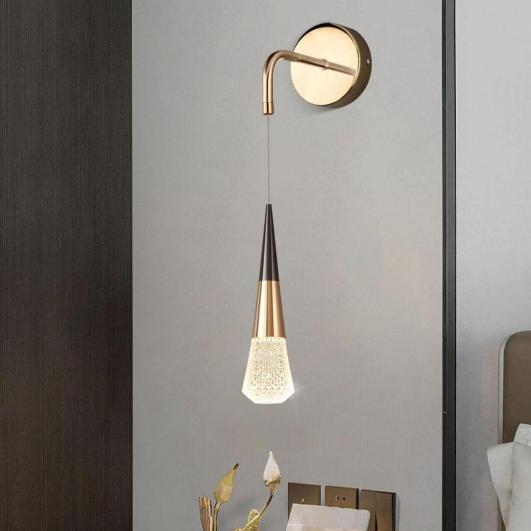 Applique murale LED en aluminium de luxe moderne avec forme de diamant en cristal 