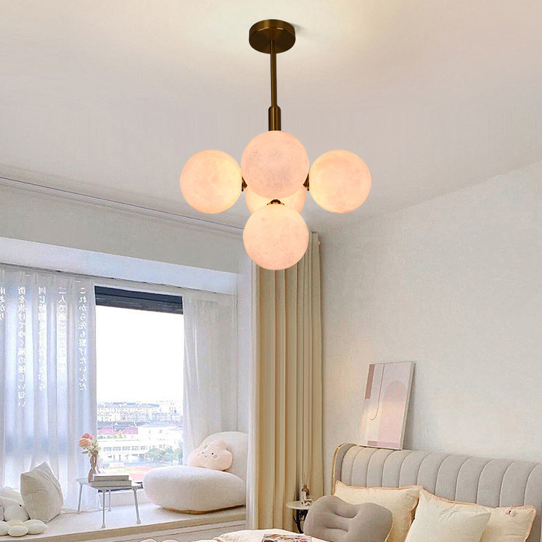 Lámpara de araña contemporánea creativa de luna orbe de hierro PLA 5/13 luces para sala de estar 