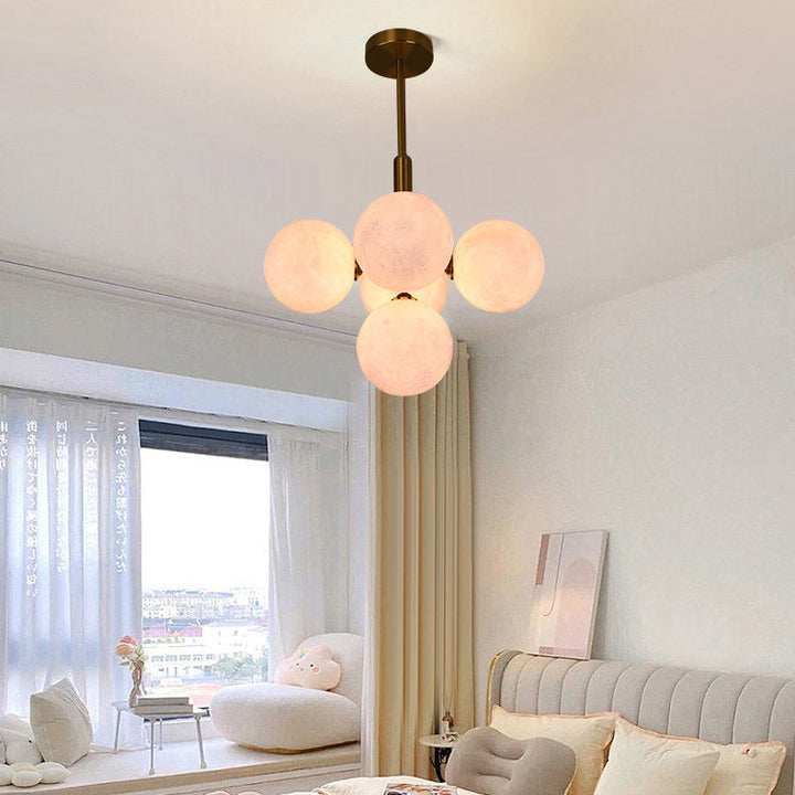 Lámpara de araña contemporánea creativa de luna orbe de hierro PLA 5/13 luces para sala de estar 