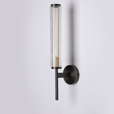 Moderne Luxus Messing Glas Zylinder 1-Licht Wandleuchte Lampe für Schlafzimmer 