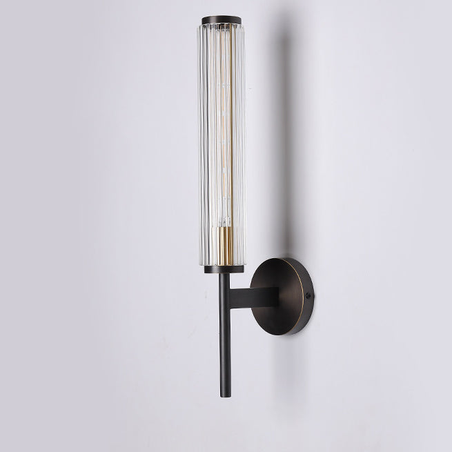 Moderne Luxus Messing Glas Zylinder 1-Licht Wandleuchte Lampe für Schlafzimmer 