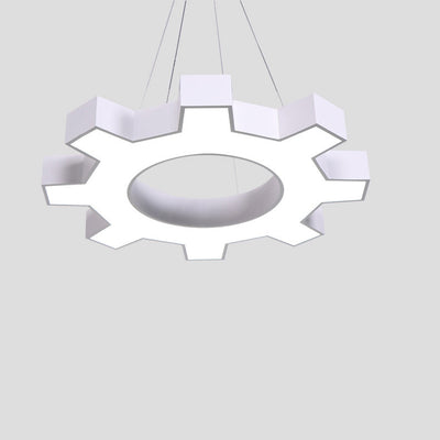 Lustre suspendu à LED avec abat-jour en acrylique et engrenage en fer créatif contemporain pour salle de divertissement 