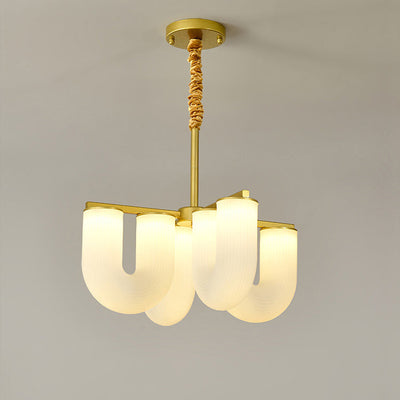 Moderner Mid-Century Pipe Geometrischer Eisen PE LED Kronleuchter für Wohnzimmer 