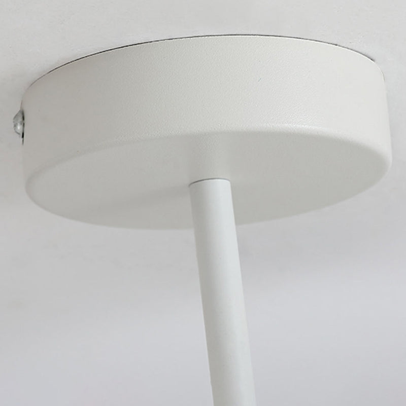Modern Minimalist Round Flower Hardware PE LED Semi-Flush Mount Ceiling Light For Bedroom