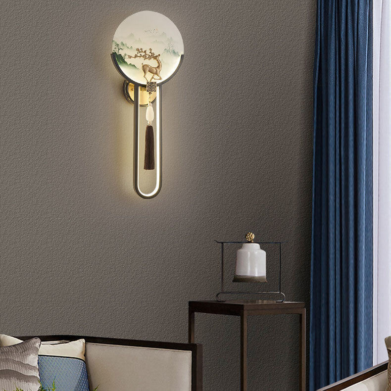 Modern Transitional Round Fawn All Copper Glass Silicone LED Wall Sconce Lamp For Living Room
