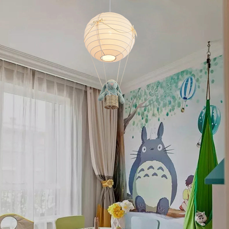 Plafonnier 1 lumière en tissu et fer tissé pour enfants créatifs contemporains en forme de montgolfière pour chambre 