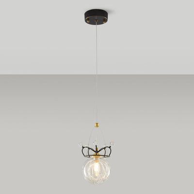Moderne Luxus Crown Orb Alle Messing Glas 1-Licht Pendelleuchte für Schlafzimmer 