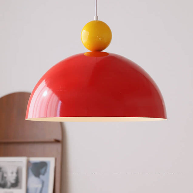 French Retro Semi-Circular Iron 1-Light Pendant Light