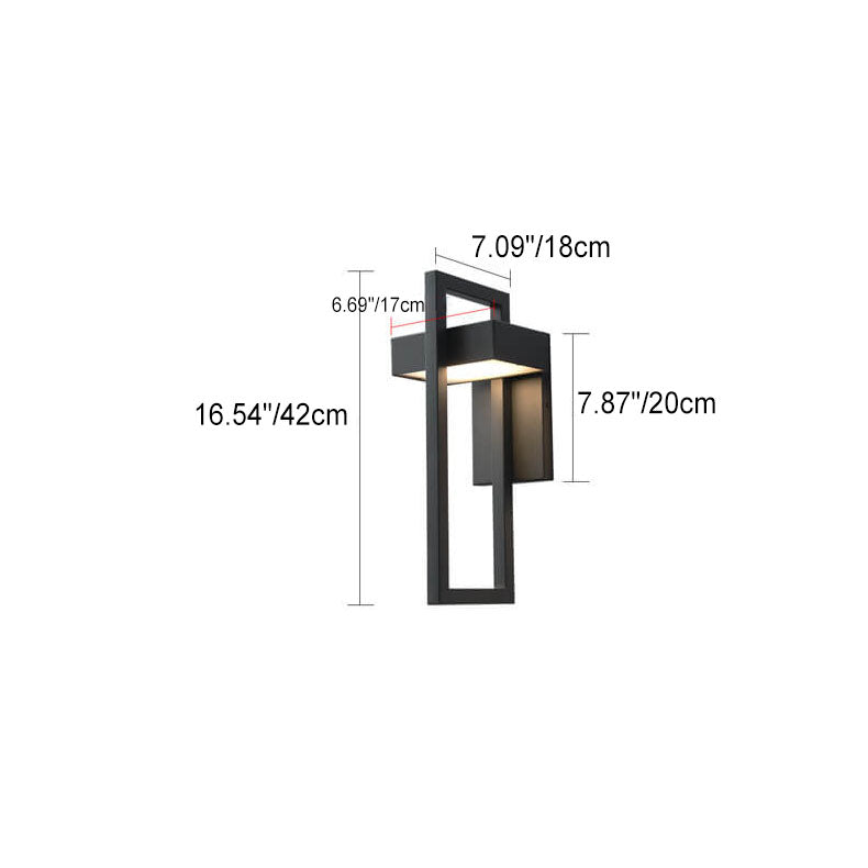 Lámpara de Aplique de Pared Impermeable LED de Acero Inoxidable con Marco Geométrico Minimalista Moderno para Patio Exterior 