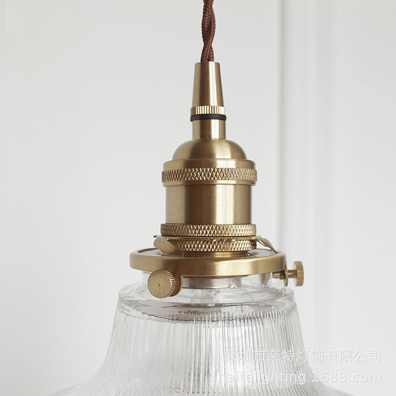 Traditional Vintage Textured Glass Copper Round Pot 1-Light Pendant Light For Dining Room