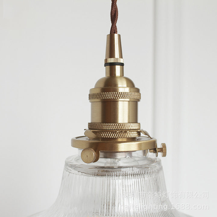 Traditional Vintage Textured Glass Copper Round Pot 1-Light Pendant Light For Dining Room