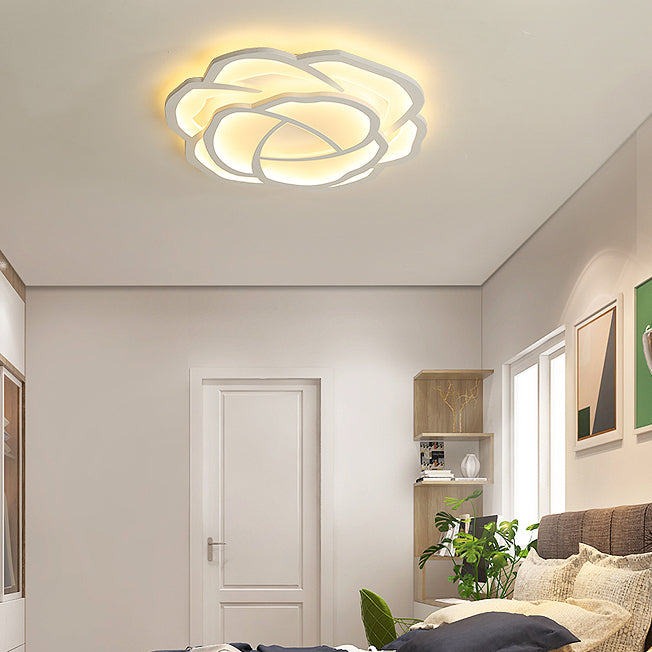 Moderne minimalistische Rose Form Eisen Acryl LED Unterputz Deckenleuchte für Schlafzimmer 