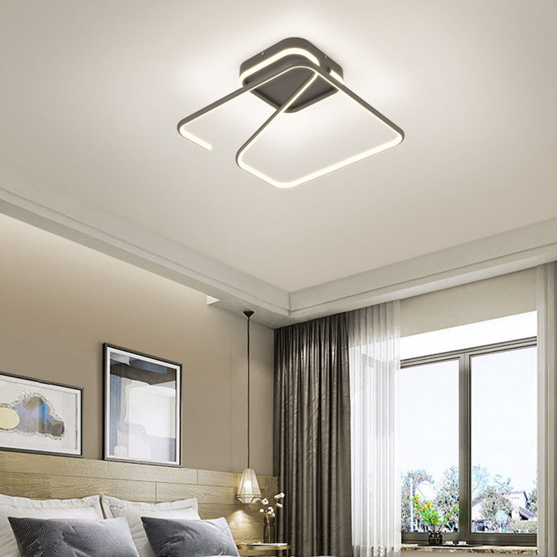 Modern Minimalist Aluminum Alloy Acrylic Lines LED Semi-Flush Mount Ceiling Light For Bedroom