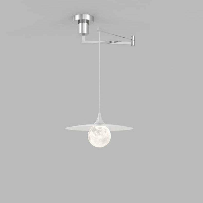 Suspension Luminaire à Bras Oscillant en Dôme en Aluminium Moderne Nordique à 1 Lumière 