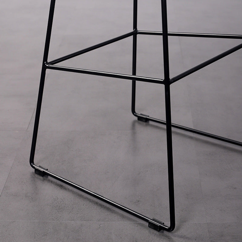 Tabouret de bar contemporain rétro en cuir carré avec dossier en acier inoxydable et repose-pieds pour salle à manger 