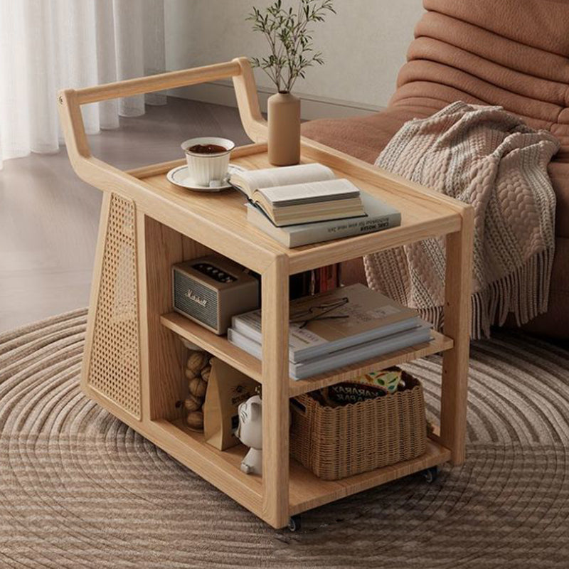 Zeitgenössischer Retro Massivholz Beweglicher Multifunktionaler Lagerung Beistelltisch 3-stufig Für Wohnzimmer 
