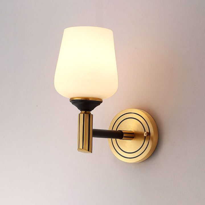Lámpara de Aplique de Pared de 1 Luz con Vaso de Latón Todo Cilindro Tradicional Europeo para Dormitorio 