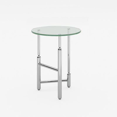 Moderner minimalistischer zylindrischer runder Glas-Eisentisch 1-stufig für Wohnzimmer 