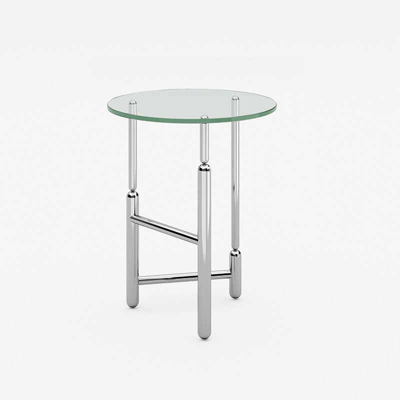 Moderner minimalistischer zylindrischer runder Glas-Eisentisch 1-stufig für Wohnzimmer 