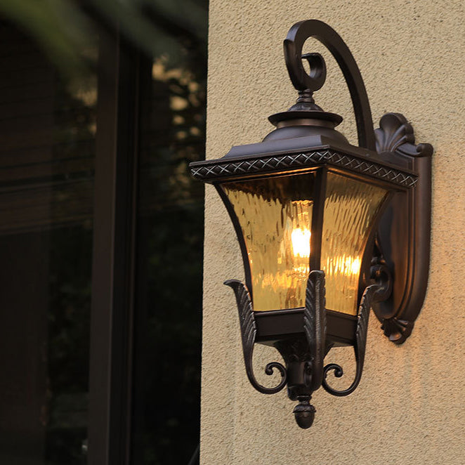 Traditionelle europäische Aluminium-Wasserwellen-Acrylschirm-Wandleuchte mit 1 Licht, wasserdicht, für die Terrasse im Freien 