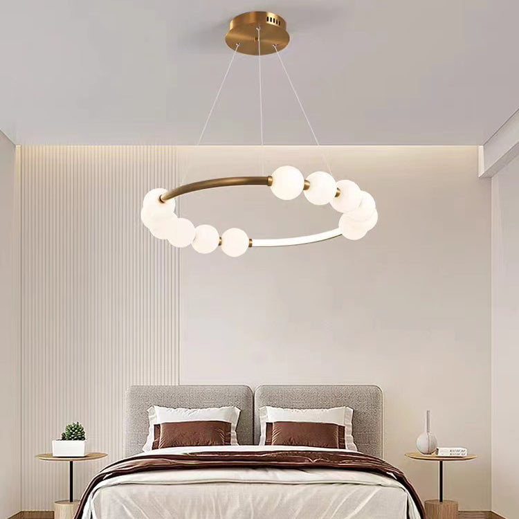 Moderner minimalistischer runder LED-Kronleuchter aus Aluminiumglas für Wohnzimmer 