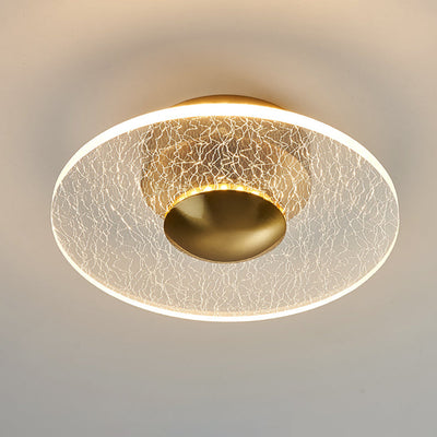 Contemporary Luxury Geometric Circular Vertical Grain Acrylic LED Semi-Flush Mount Ceiling Light For Living Room