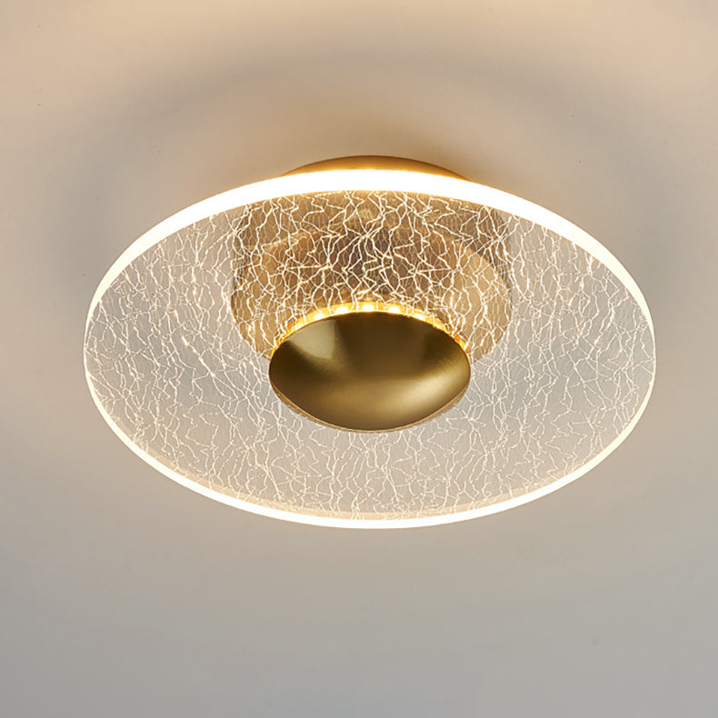 Contemporary Luxury Geometric Circular Vertical Grain Acrylic LED Semi-Flush Mount Ceiling Light For Living Room