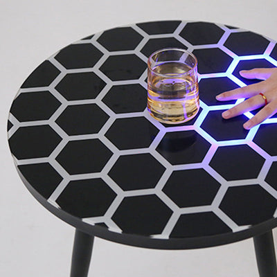 Table basse ronde moderne minimaliste en verre avec capteur en acier au carbone pour salon 