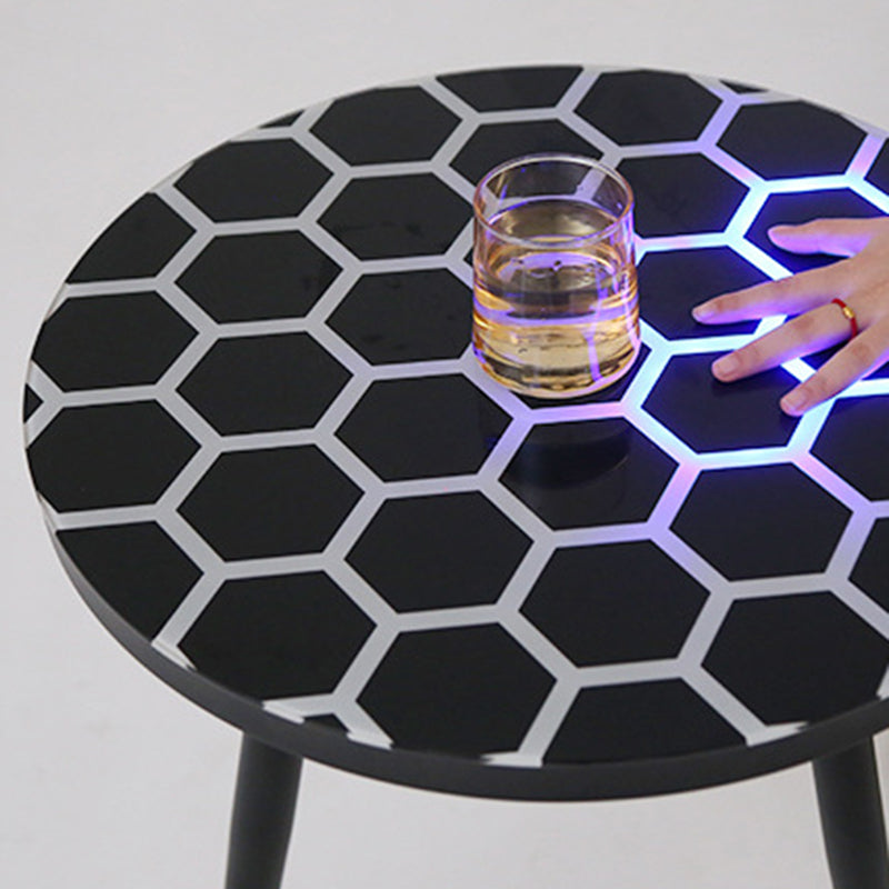 Table basse ronde moderne minimaliste en verre avec capteur en acier au carbone pour salon 