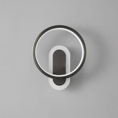 Aplique de pared LED con anillo circular geométrico de acrílico y cobre nórdico moderno 