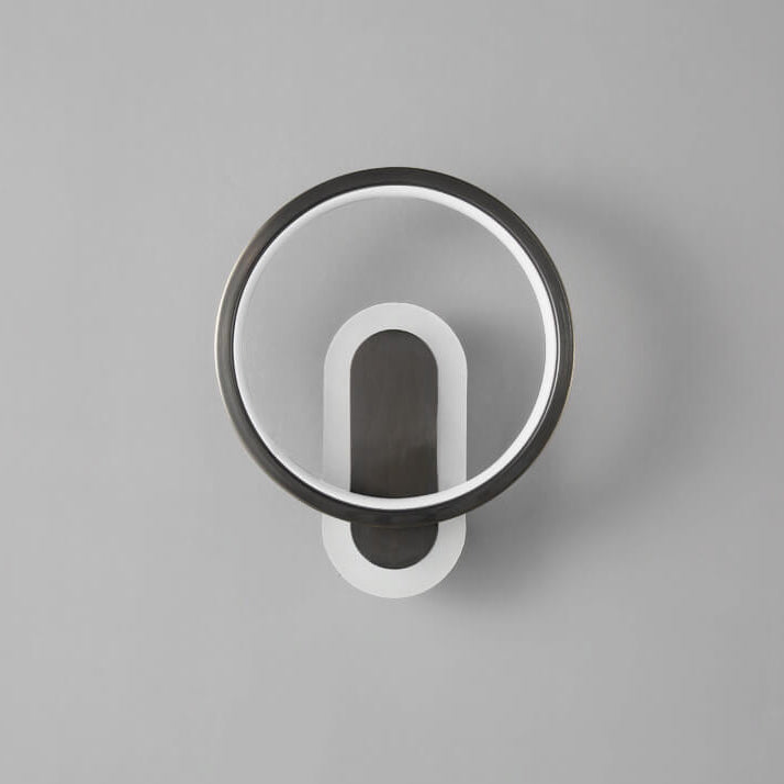 Aplique de pared LED con anillo circular geométrico de acrílico y cobre nórdico moderno 