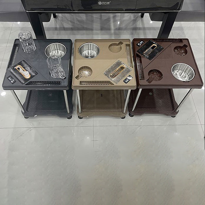 Contemporary Creative Square Tabletop ABS Stainless Steel Coffee Table 3-Tray For Living Room