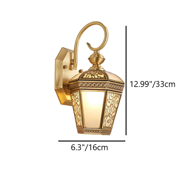 Moderne luxuriöse sechseckige Wandleuchte aus Messing und Glas mit 1 Flamme für das Wohnzimmer 
