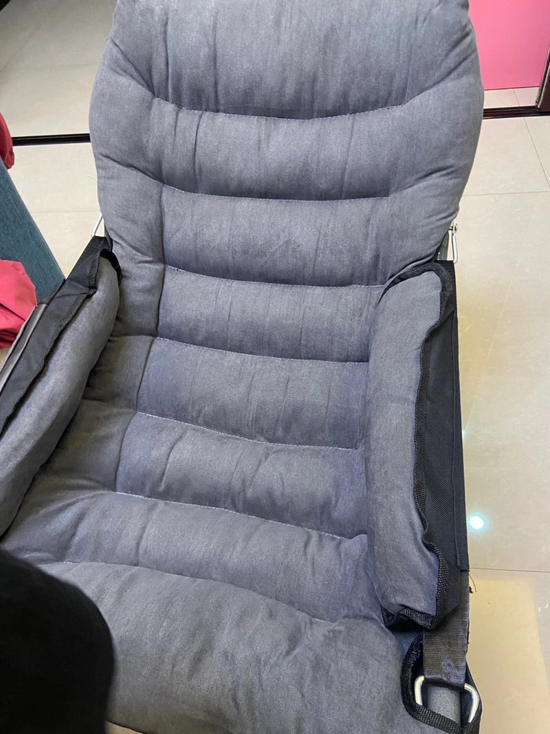 Simplicidad Moderna Reclinable de Terciopelo y Metal con Algodón Rectangular Semi-Curvado Plegable Reposapiés Respaldo Bolsa de Almacenamiento para Dormitorio 