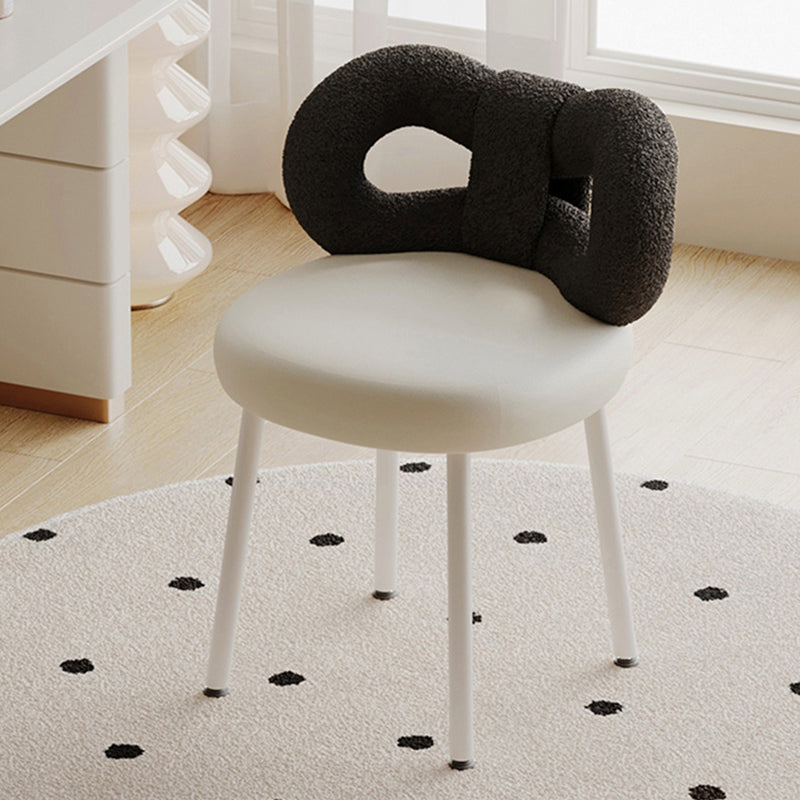 Tabouret de coiffeuse en cuir rond avec nœud papillon Art Déco moderne en fer sans dossier pour chambre 