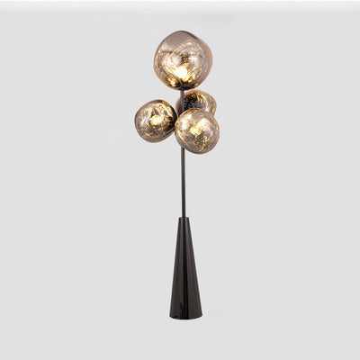 Modern Minimalist Irregular Orb Aluminum Iron Glass Marble 4-Light Standing Floor Lamp For Living Room