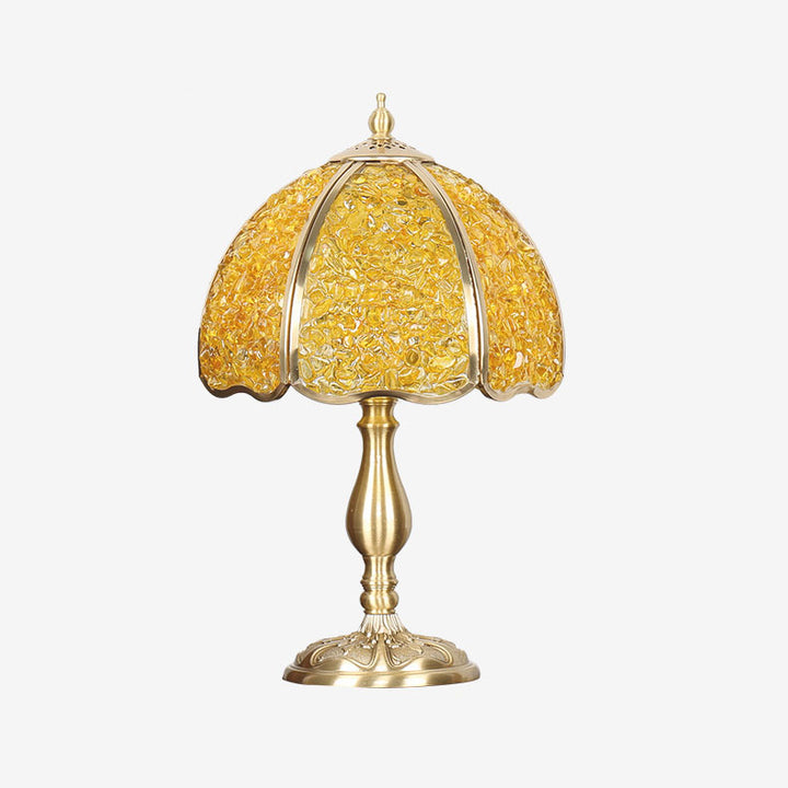 Zeitgenössische kreative farbige Kristall-Kupfer-Blume 1-Licht-Tischlampe für das Schlafzimmer 