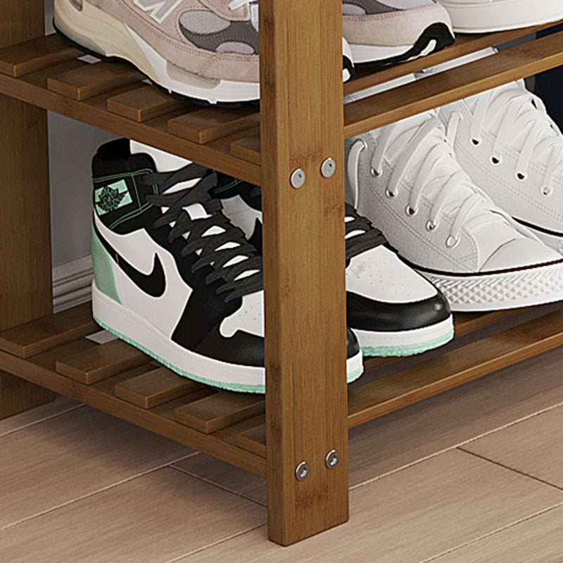 Moderner minimalistischer rechteckiger Heather Bambus Schuhschrank mit 2 Regalen für Eingangsbereiche 