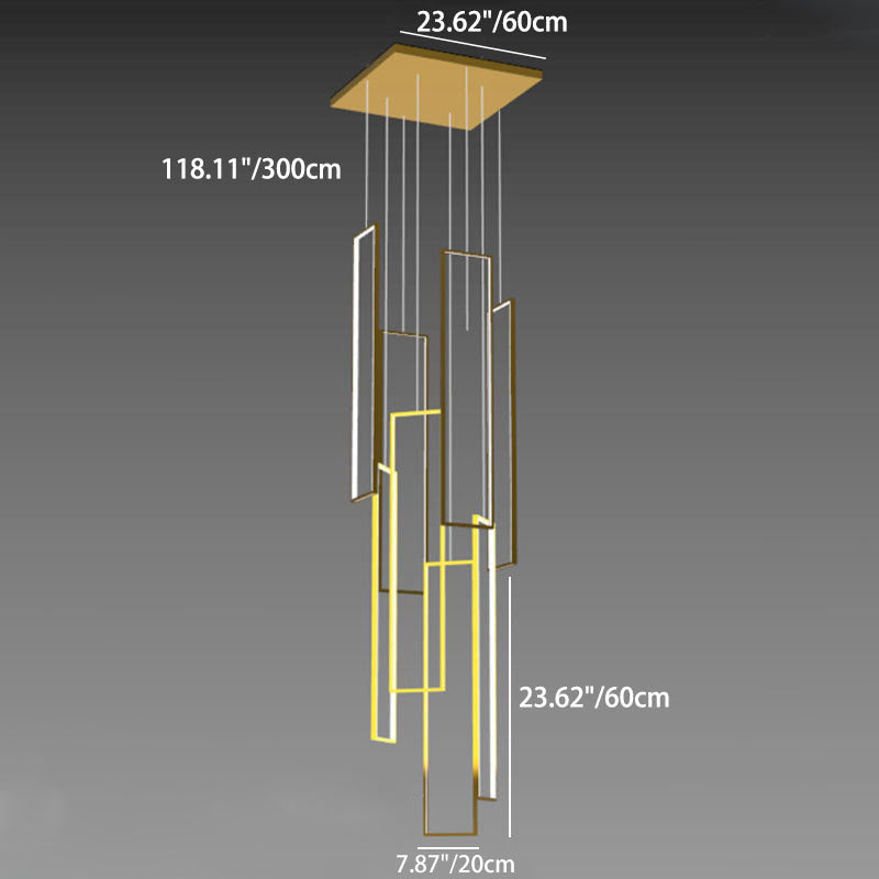 Plafonnier LED moderne minimaliste en fer, aluminium et silice rectangulaire pour escalier 