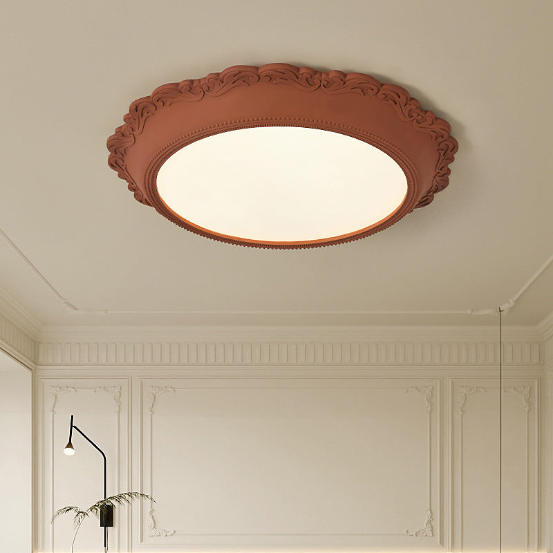 Lumière de plafond LED encastrée acrylique à bord rond gravé PU minimaliste moderne pour salon 