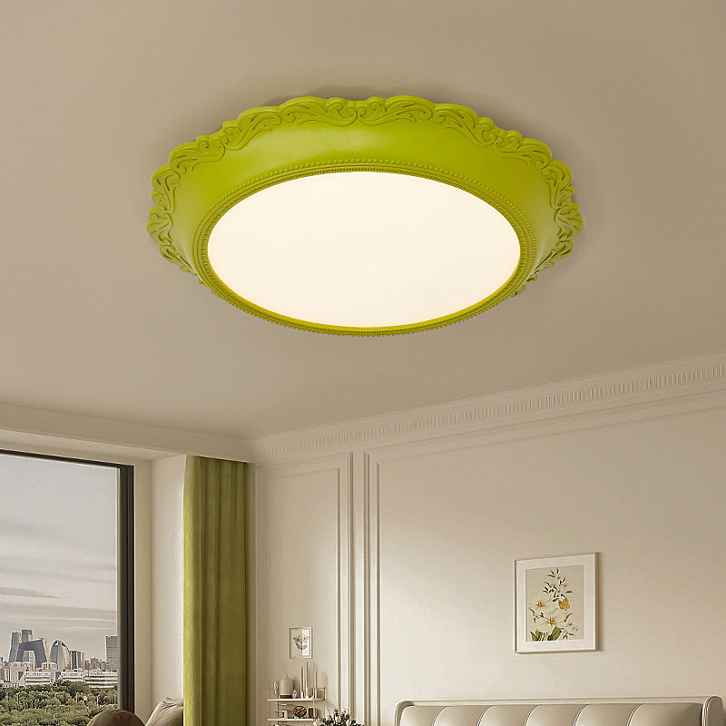 Lumière de plafond LED encastrée acrylique à bord rond gravé PU minimaliste moderne pour salon 