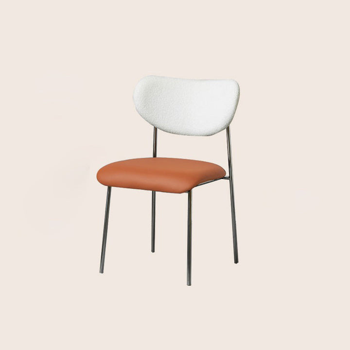 Chaise de salle à manger contemporaine scandinave en cuir PU avec dossier en laine d&