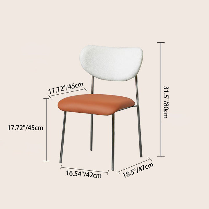 Chaise de salle à manger contemporaine scandinave en cuir PU avec dossier en laine d&