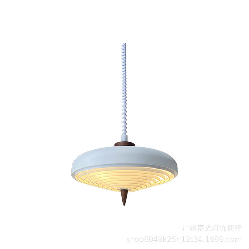 Suspension Luminaire Contemporain en Bois Massif Nordique avec Soucoupe Volante en Fer à 1 Lumière pour Salle à Manger 