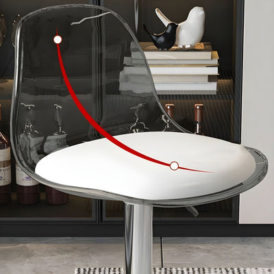 Tabouret de bar pivotant réglable contemporain scandinave avec base en métal incurvée en acrylique, dossier et repose-pieds pour la cuisine 
