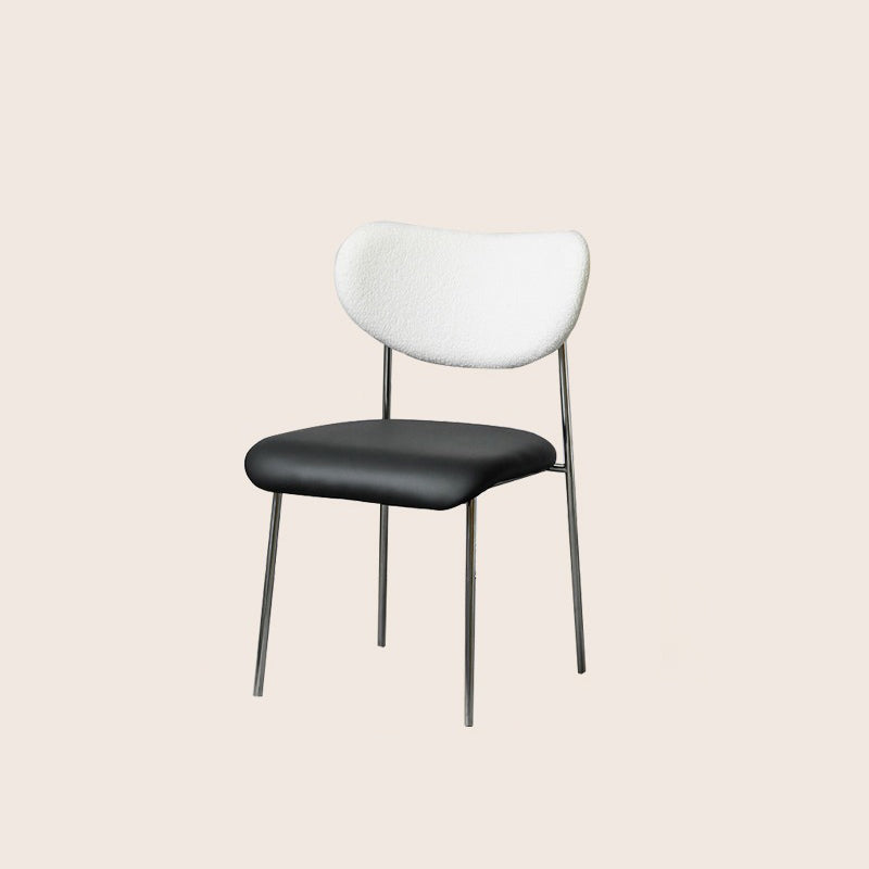 Chaise de salle à manger contemporaine scandinave en cuir PU avec dossier en laine d&