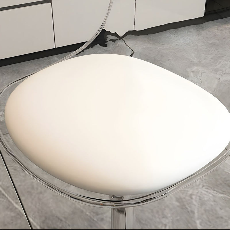 Tabouret de bar pivotant réglable contemporain scandinave avec base en métal incurvée en acrylique, dossier et repose-pieds pour la cuisine 